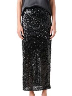 GREY LAB Black Sequin Maxi Skirt